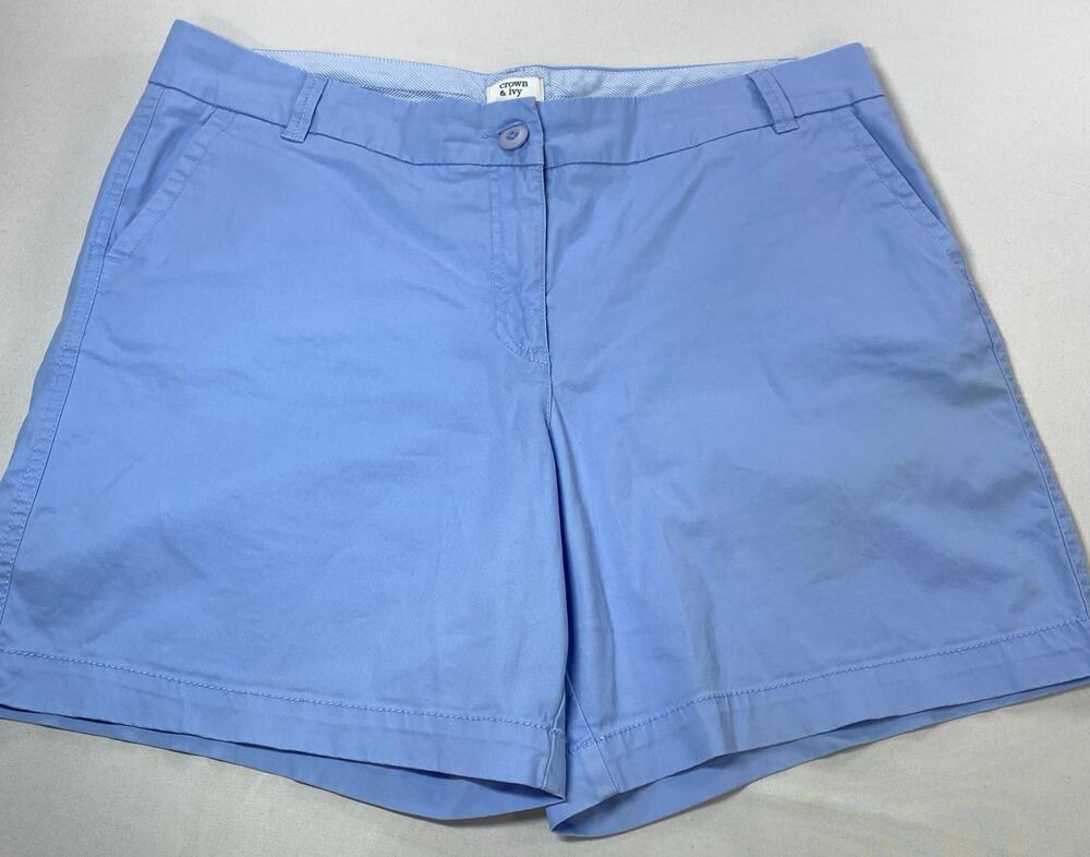 Crown & Ivy Caroline Baby Blue Chino Shorts Women’s 14 – Cotton Stretch